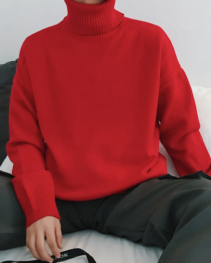 Męski sweter typu golf o luźnym fasonie