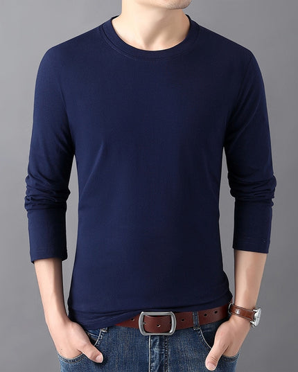 Męska koszulka z długim rękawem o prostym kroju z okrągłym dekoltem