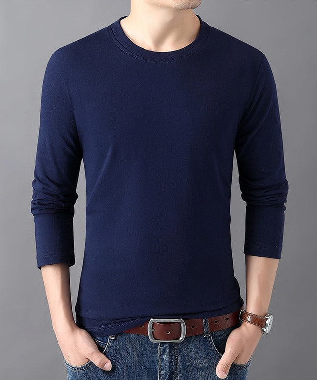 Męska koszulka z długim rękawem o prostym kroju z okrągłym dekoltem