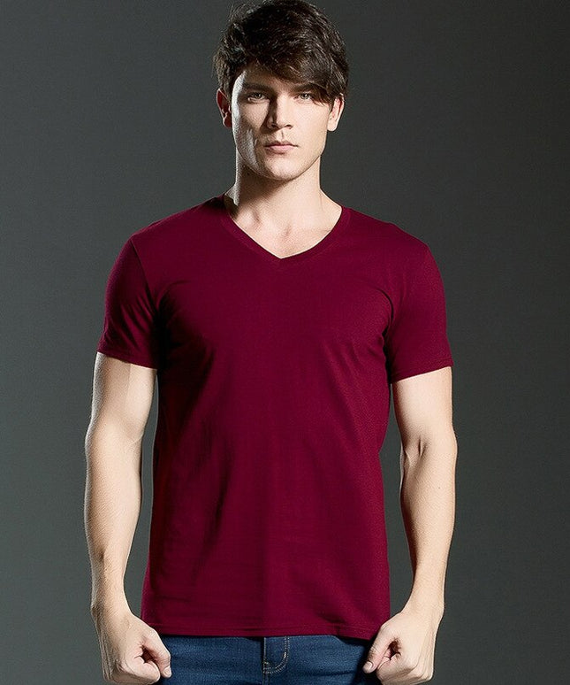 Męski T-shirt klasyczny z dekoltem V