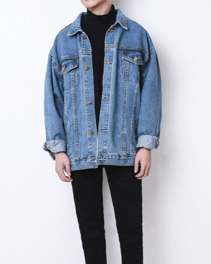 Męska kurtka jeansowa klasyczna luźny krój