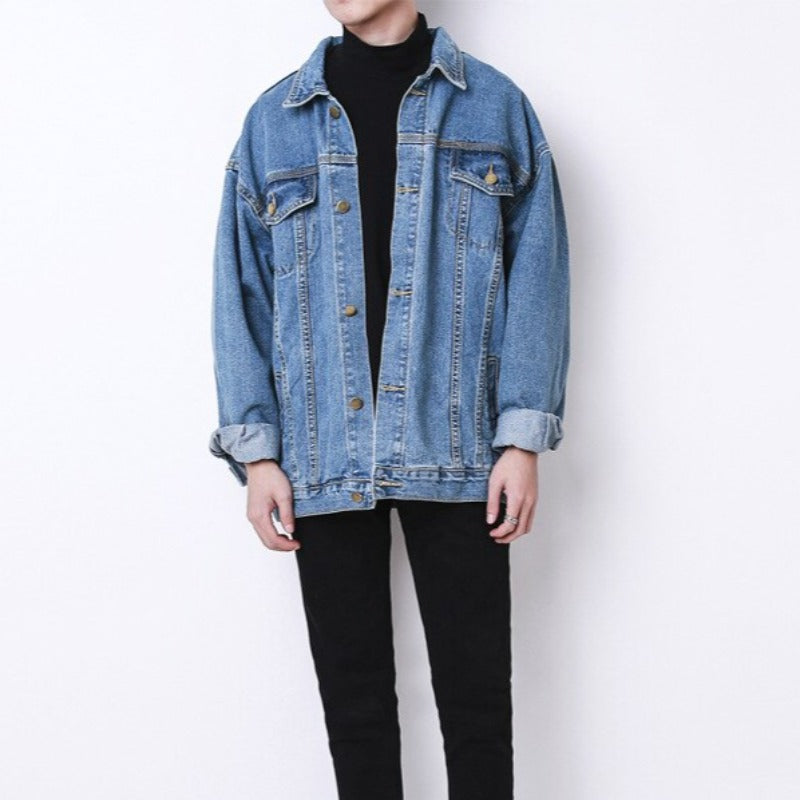 Męska kurtka jeansowa klasyczna luźny krój