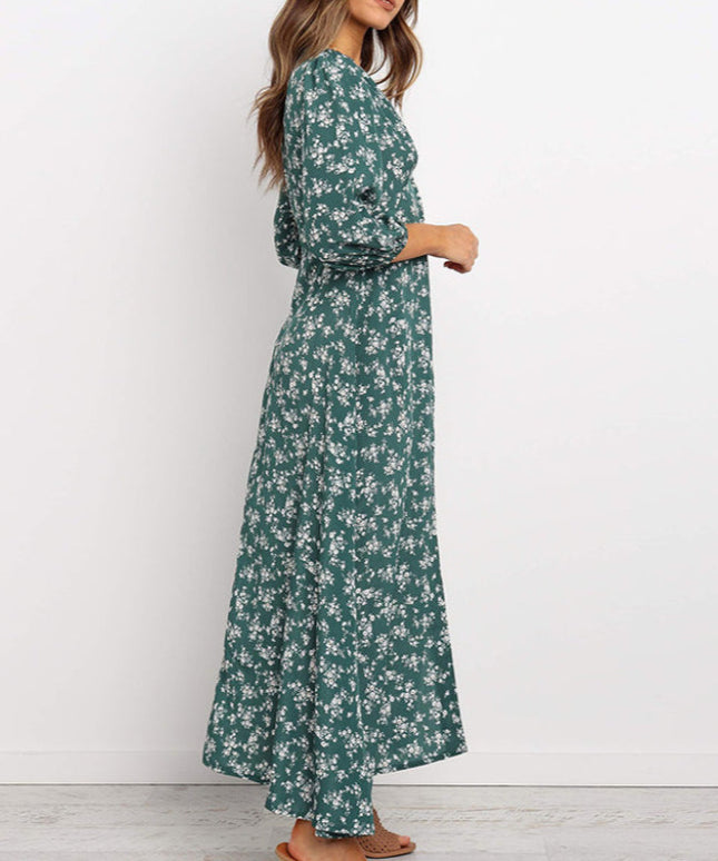 Sukienka maxi zapinana na guziki