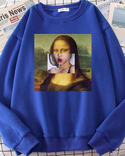 Męska bluza bez kaptura z nadrukiem Mona Lisy