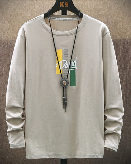 Męska koszulka z długim rękawem o luźnym kroju z nadrukiem