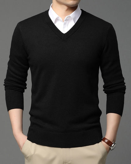 Męski sweter z dekoltem w serek o eleganckim kroju