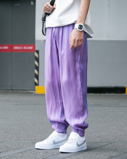 Męskie spodnie treningowe z połyskującej tkaniny