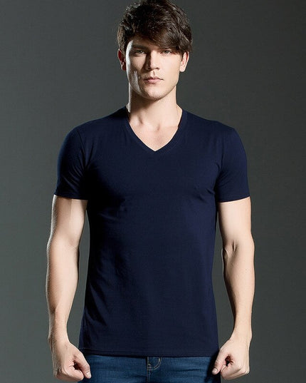 Męski T-shirt klasyczny z dekoltem V