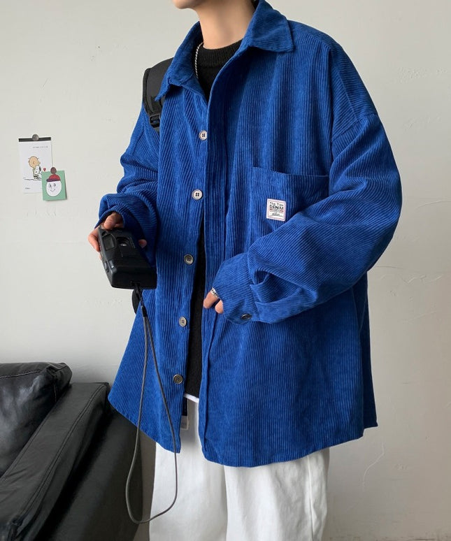 Męska koszula gładka o kroju oversize