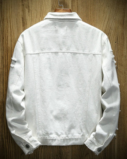 Męska kurtka jeansowa klasyczna z przetarciami