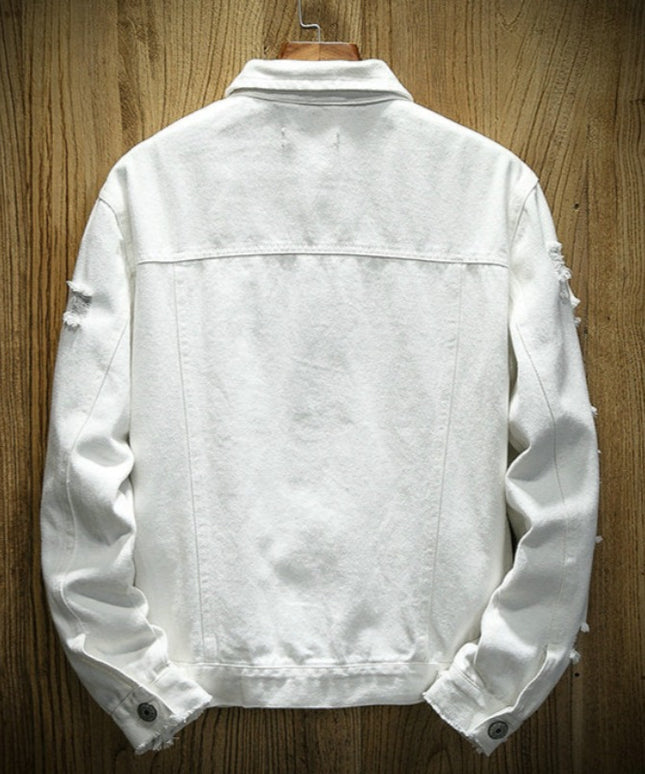 Męska kurtka jeansowa klasyczna z przetarciami