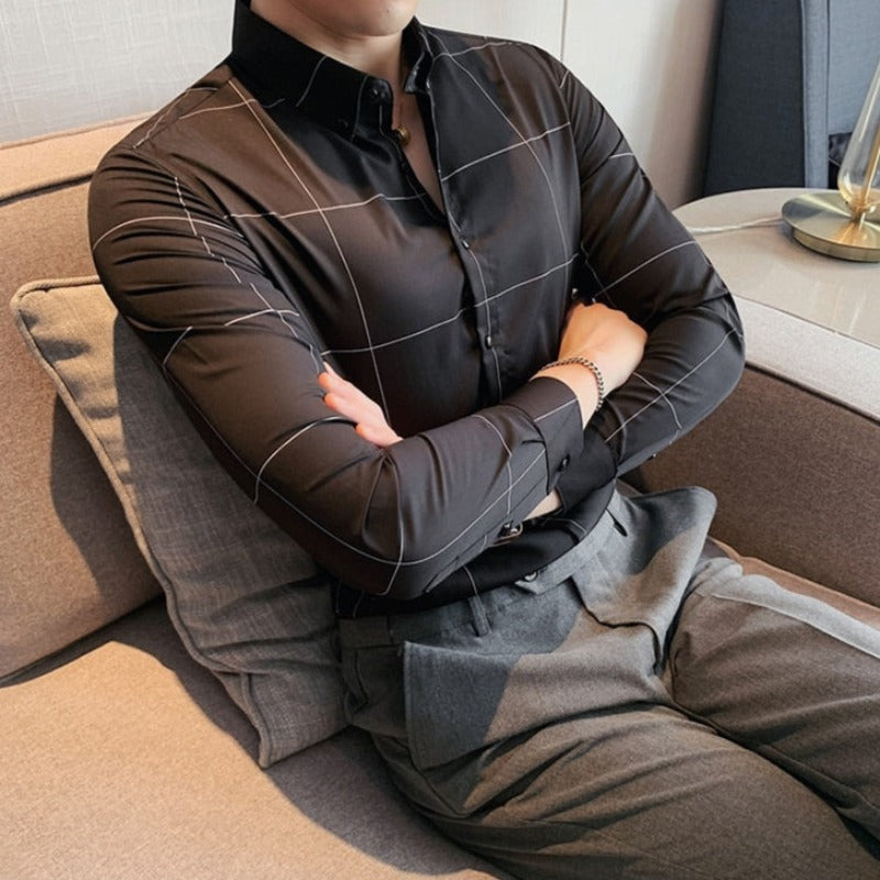 Męska koszula dopasowana w kratę