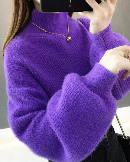 Damski sweter oversize z golfem