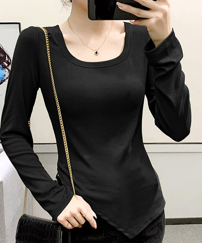 Damska koszulka z długim rękawem z wycięciem