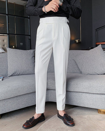 Męskie spodnie eleganckie z taliowanym pasem