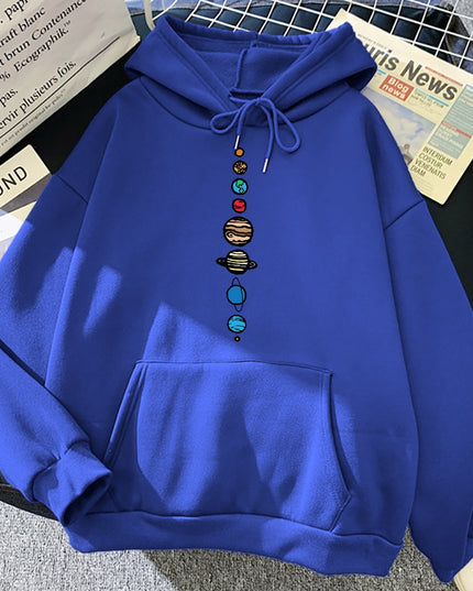 Męska bluza z kapturem z nadrukiem układu słonecznego