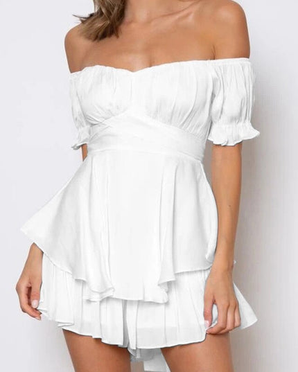 Damski kombinezon z odkrytymi ramionami imitujący sukienkę