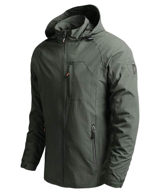 Męska kurtka przejściowa przeciwdeszczowa z kapturem