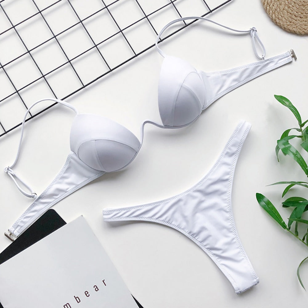 Damski strój kąpielowy dwuczęściowy bikini z głębokim dekoltem