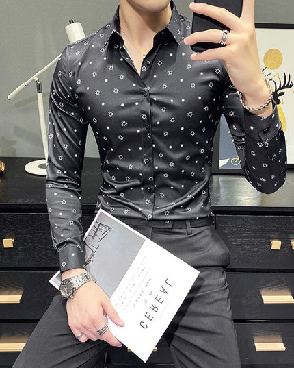 Męska koszula dopasowana w drobny wzór