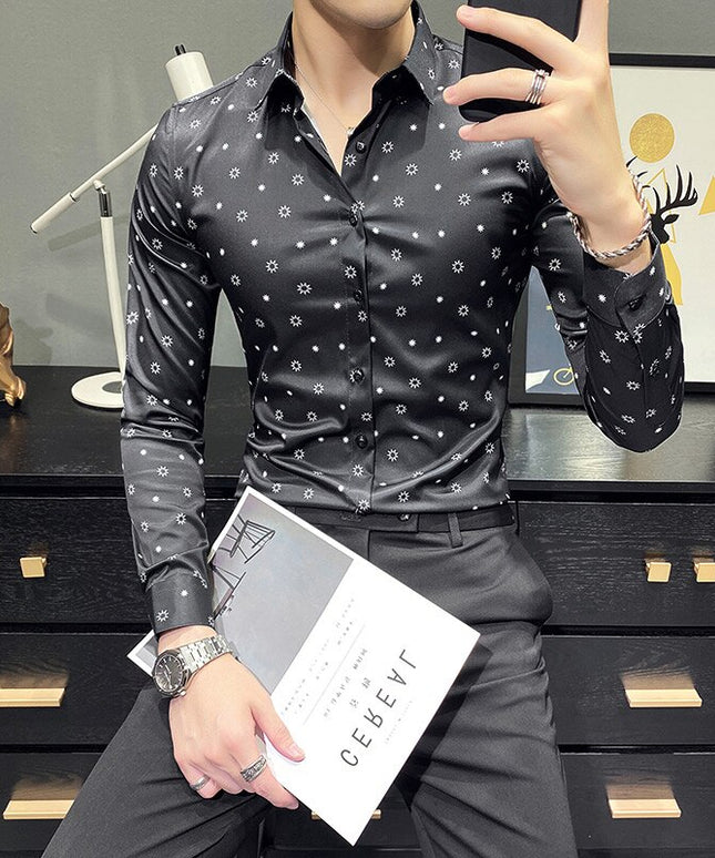 Męska koszula dopasowana w drobny wzór