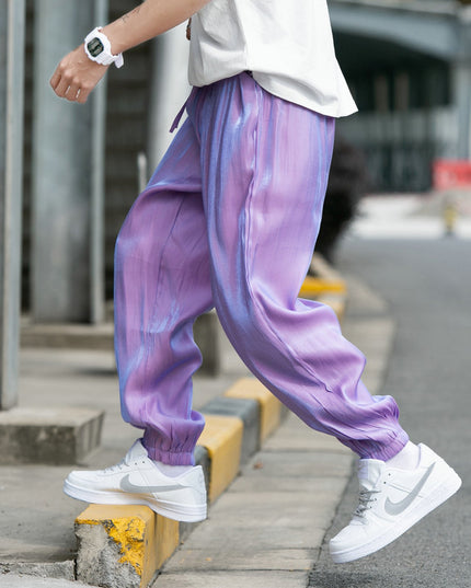 Męskie spodnie treningowe z połyskującej tkaniny