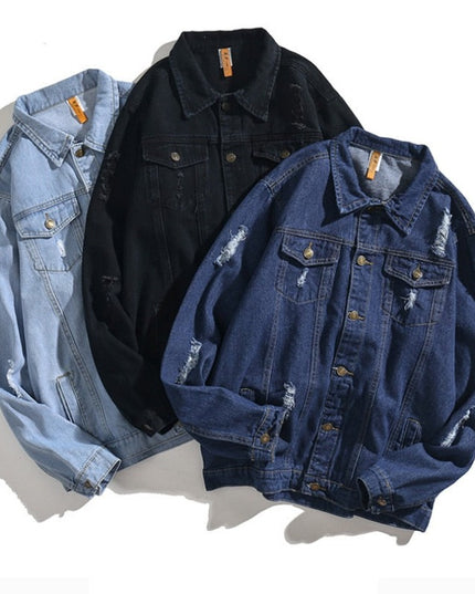 Męska kurtka jeansowa oversize z przetarciami