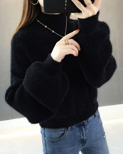 Damski sweter oversize z golfem