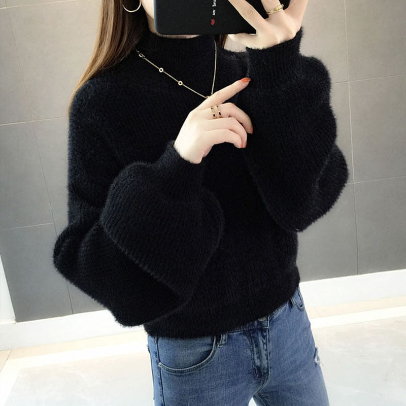 Damski sweter oversize z golfem