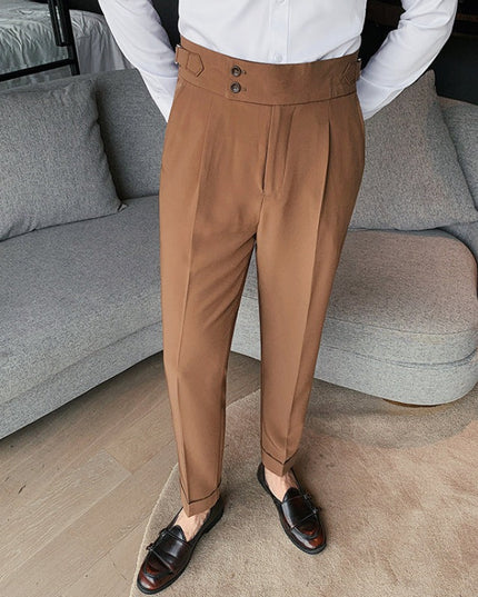 Męskie spodnie eleganckie z taliowanym pasem