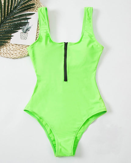 Damski strój kąpielowy jednoczęściowy w kolorze fluorescencyjnym