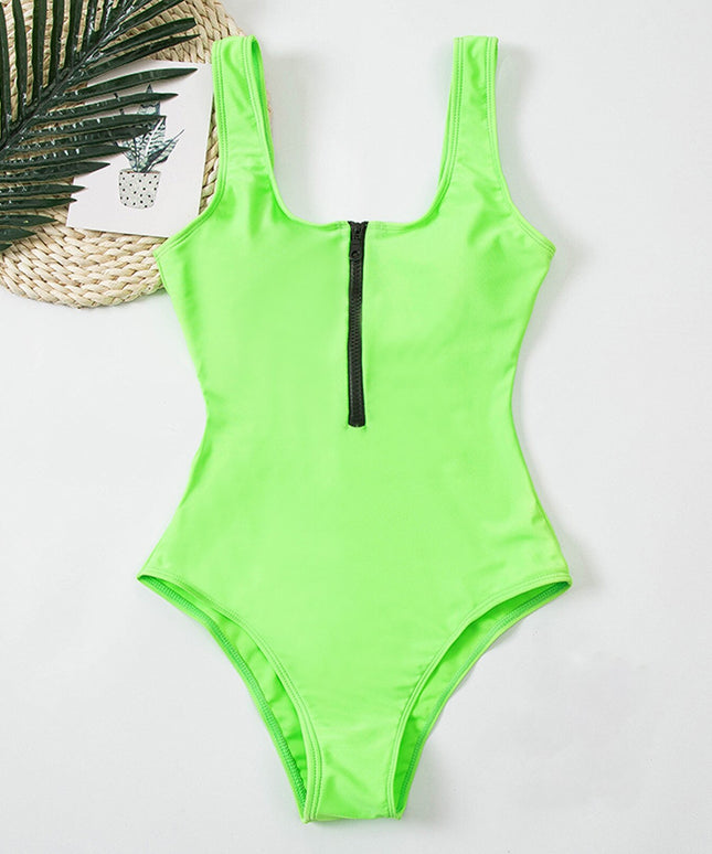 Damski strój kąpielowy jednoczęściowy w kolorze fluorescencyjnym