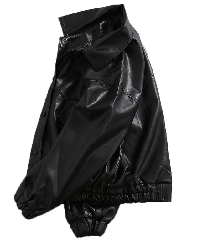 Męska kurtka przejściowa luźna z eko skóry