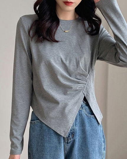 Damska koszulka z długim rękawem z rozcięciem