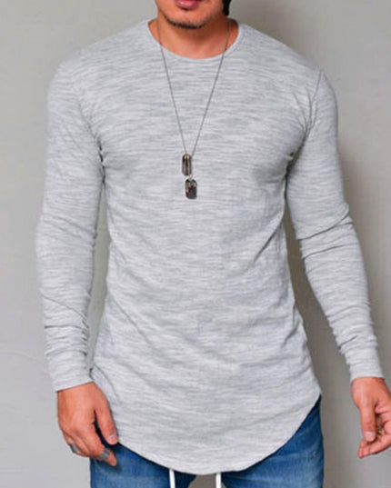 Męska koszulka z długim rękawem melanżowa o prostym kroju