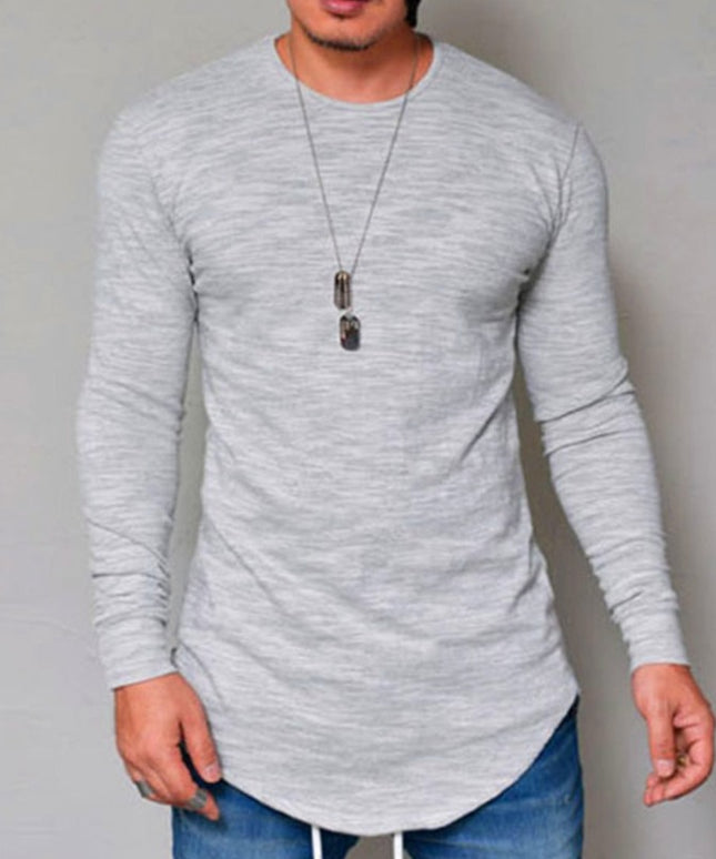 Męska koszulka z długim rękawem melanżowa o prostym kroju