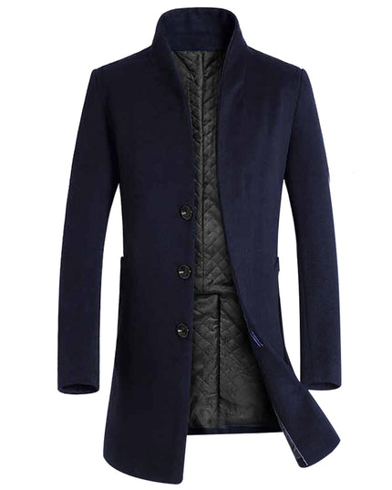 Męski płaszcz trzyrzędowy ze stójką