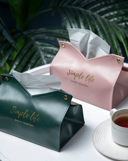 Pudełko na chusteczki skórzane z napisem