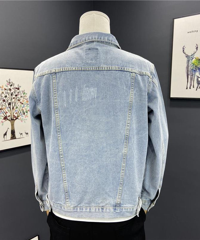 Męska kurtka jeansowa klasyczna o prostym kroju