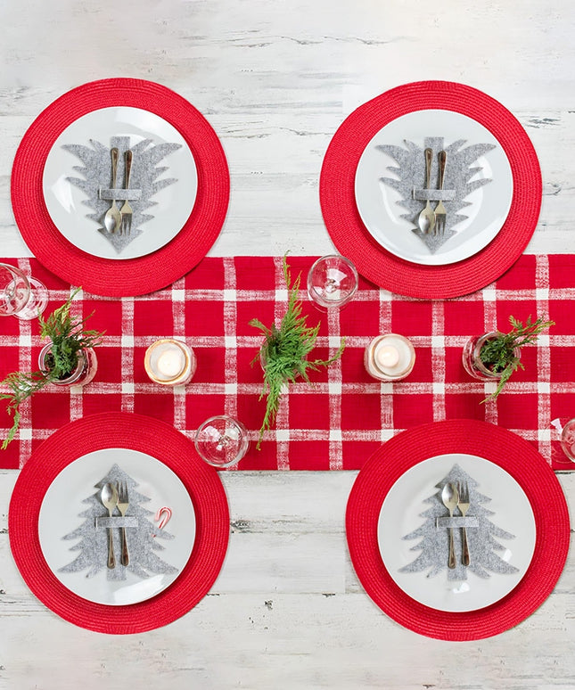 Świąteczne pokrowce na sztućce z filcu o kształcie choinki (4szt)