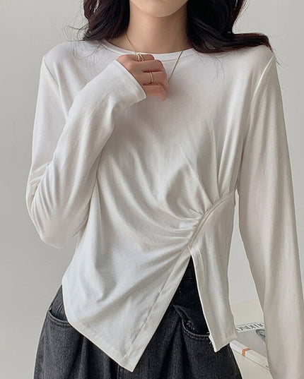 Damska koszulka z długim rękawem z rozcięciem