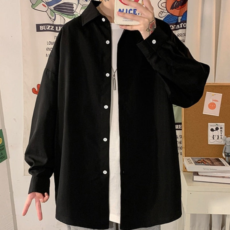 Męska koszula gładka o luźnym kroju