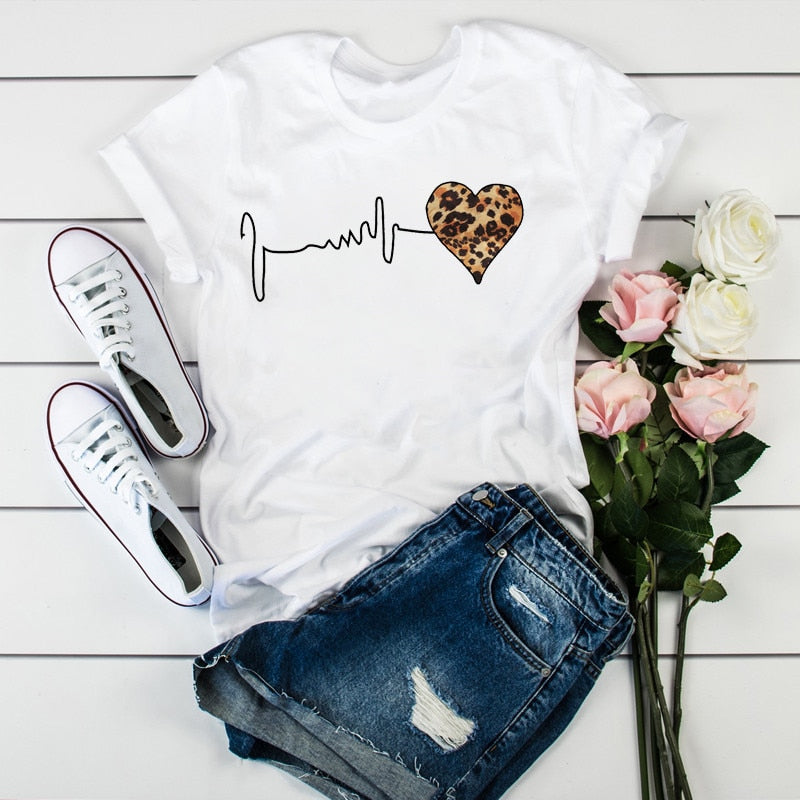 Damski T-shirt z nadrukiem w panterkę