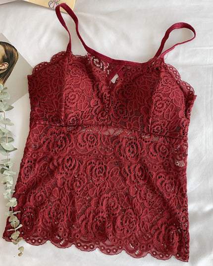 Damski crop top koronkowy na ramiączkach