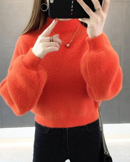 Damski sweter oversize z golfem