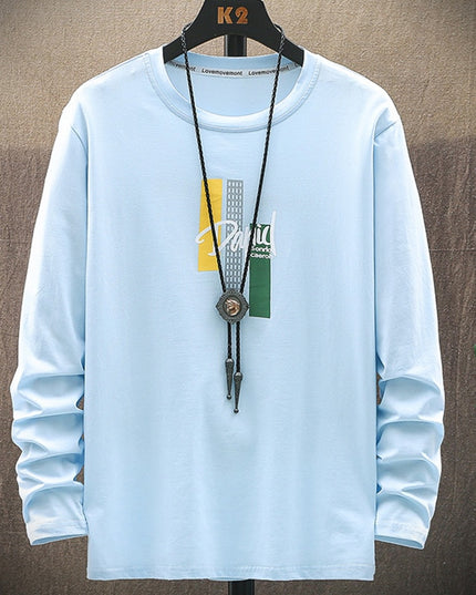 Męska koszulka z długim rękawem o luźnym kroju z nadrukiem