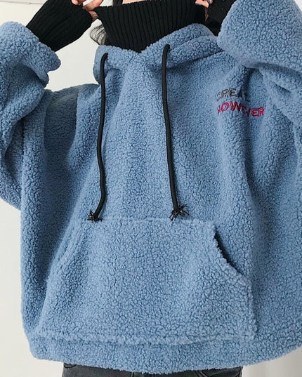 Damska bluza polarowa z kapturem i nadrukiem