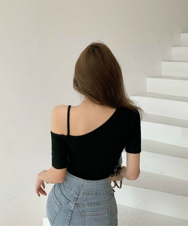 Damski T-shirt na jedno ramię