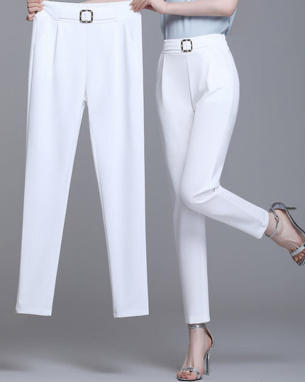 Damskie spodnie chinosy z eleganckim paskiem