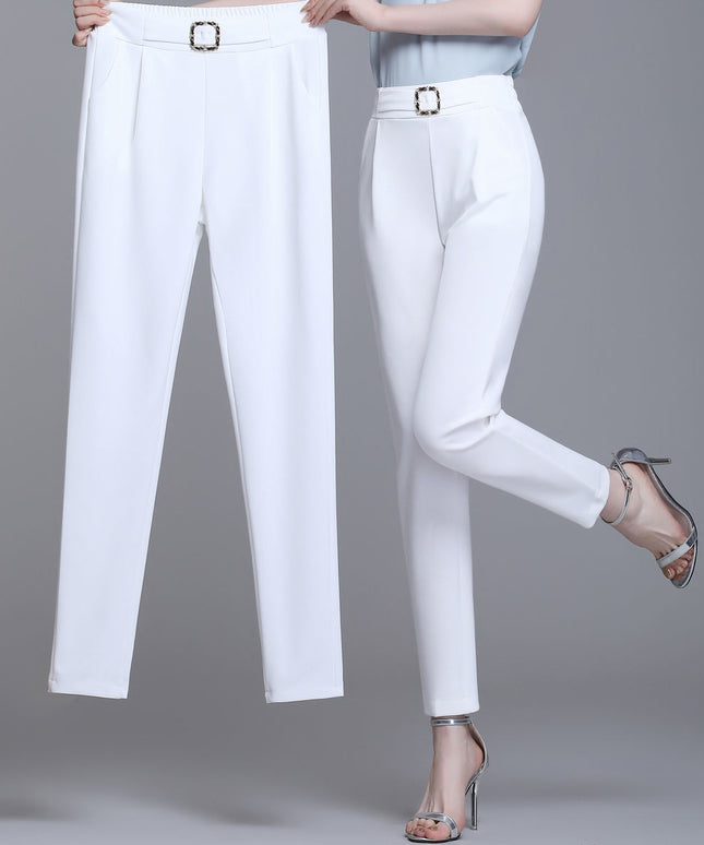 Damskie spodnie chinosy z eleganckim paskiem